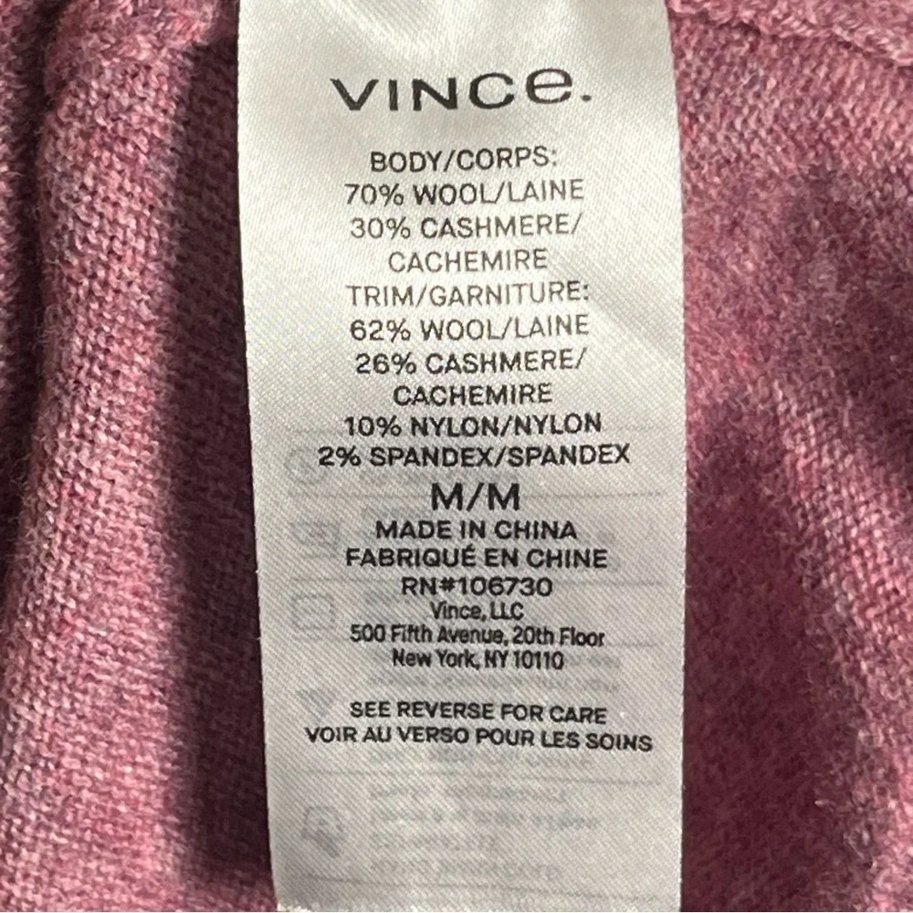 Vince Cashmere Wool Blend Heathered Mauve Pullover Crew Neck — Size Medium - Picture 9 of 9